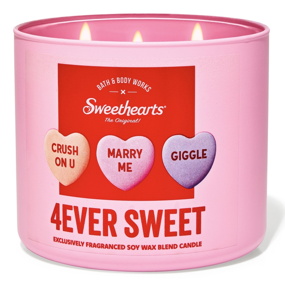 Bath & Body Works x Sweethearts Collaboration 4Ever Sweet 3-Wick Candle NEW Rare